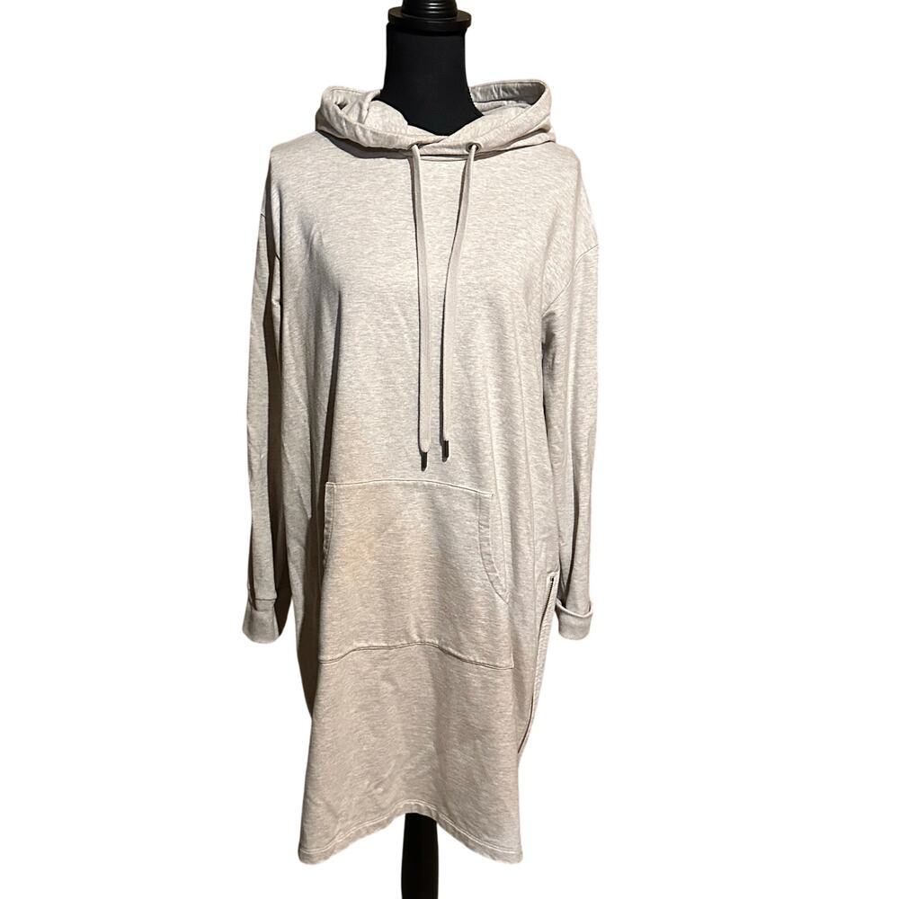 Garnet Hill Lazy Day Hooded Dress Creamy Beige Women's S Small